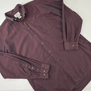 AX ARMANI EXCHANGE MEN'S SZ MEDIUM BUTTON DOWN BURGUNDY SHIRT LONG SLEEVE ❗AS-IS